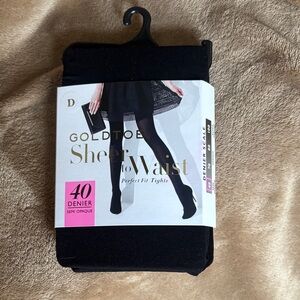 NWT Gold Toe Semi Opaque Black Tights in Size D
